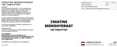 Creatine Monohydraat - 100 Tabletten - YOURGYMLABEL